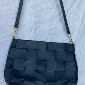 Blue leather crossbody